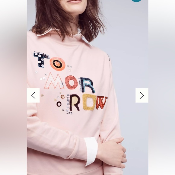 Anthropologie Postmark Tomorrow Embroidered Sequence Beaded Mock Neck Sweater - Picture 6 of 10